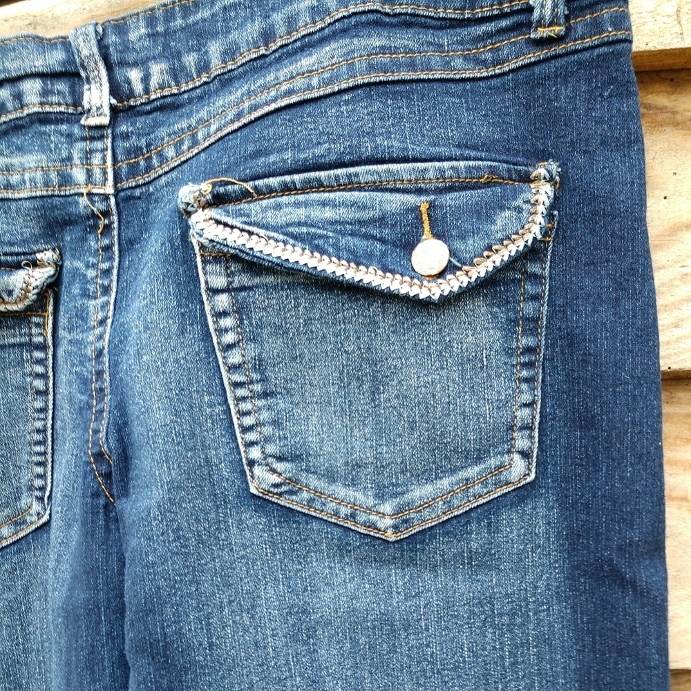 VINTAGE HARLEM Size 20 Dark Wash Skinny Distressed Jeans Stretch EUC - Picture 11 of 12